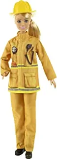 مجموعة لعب Barbie Firefighter مع دمية شقراء (12 بوصة) ، ملابس وإكسسوارات لعب الأدوار: طفاية ، مكبر صوت ، صنبور ، جرو دلماسي ، هدية رائعة للأعمار من 3 سنوات فما فوق