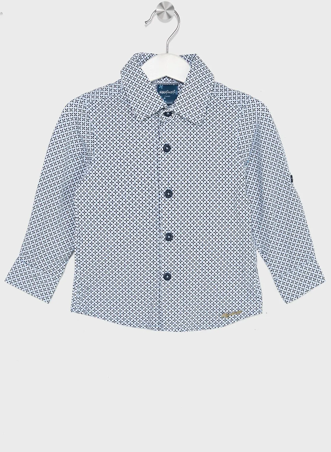 Nautinati Nauti Nati Boys Navy Blue Standard Opaque Printed Casual Shirt
