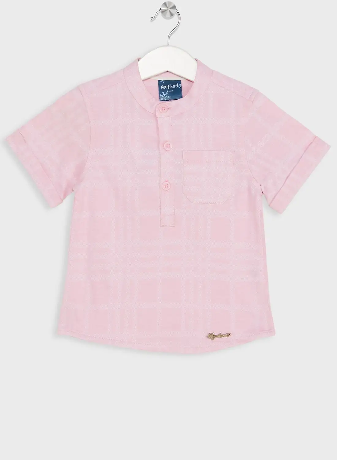 Nautinati Nauti Nati Boys قميص كاجوال غير شفاف باللون الوردي