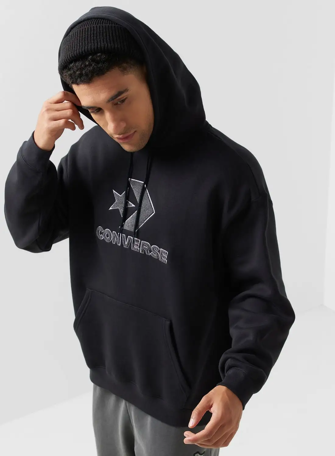 CONVERSE Standard Fit Center Front Large Chuck Patch Hoodie