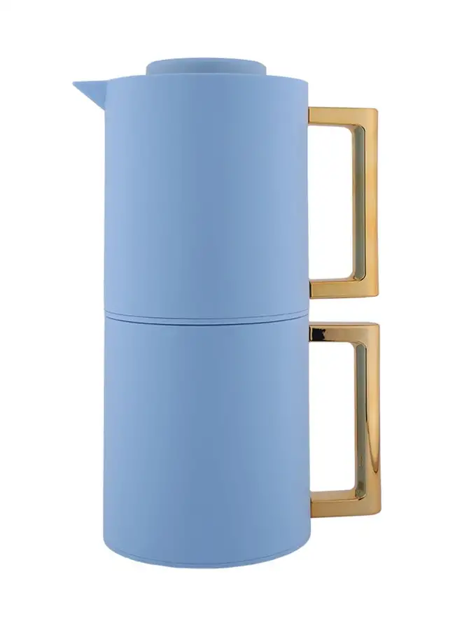 شركة ديفا السيف قارورة مفرغة من الهواء للقهوة والشاي 2 في 1 أزرق فاتح وذهبي 0.5 لتر