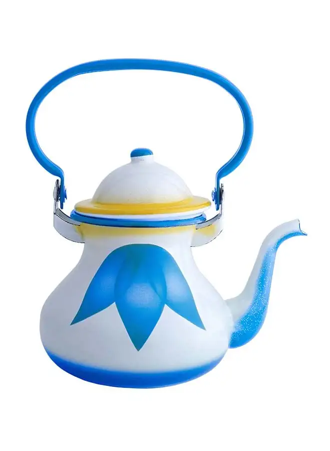 Alsaif Al Saif Leaf Design Enamelware Morocco Tea Kettle Blue 2.4Liters