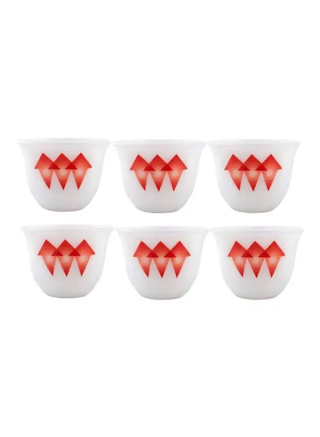 Alsaif 6-Piece Cawa Cup Set White/Red 9cm