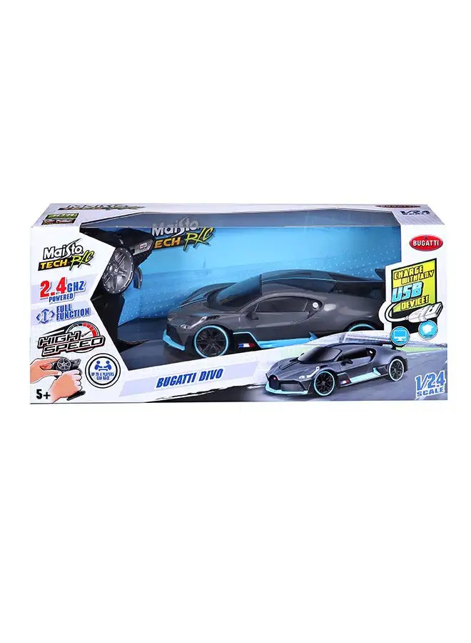 Maisto 1:24 Premium Bugatti Divo Matte Dark Grey  Remote Control Vehicle 24ghz Usb Gift For Kids Girls And Boys Electric Powered High Speed Vehicle For All Ages