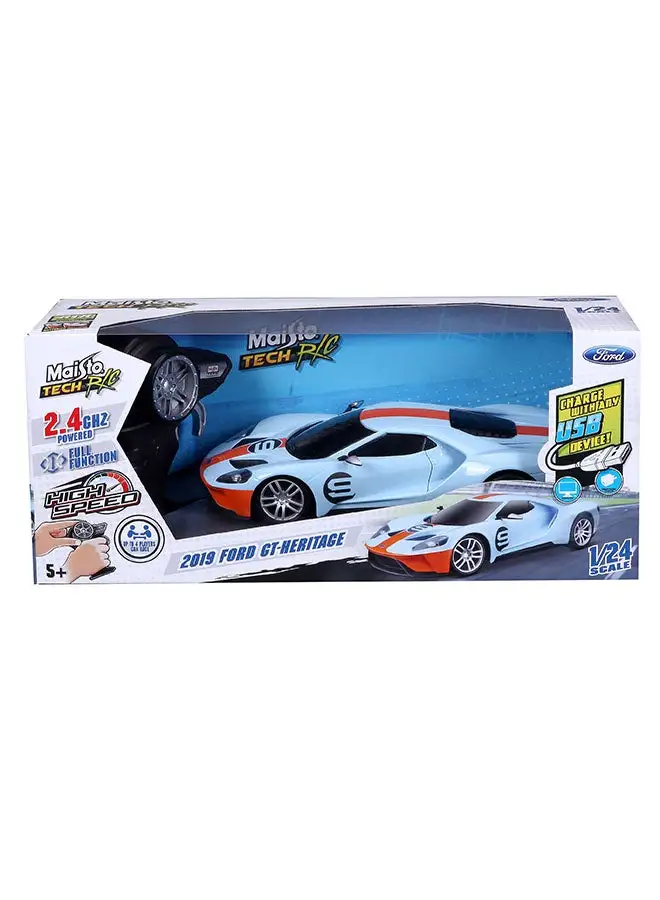 Maisto 1:24 Premium 2019 Ford Gt Heritage Light Blue  Remote Control Vehicle 24ghz Usb Gift For Kids Girls And Boys Electric Powered High Speed Vehicle For All Ages