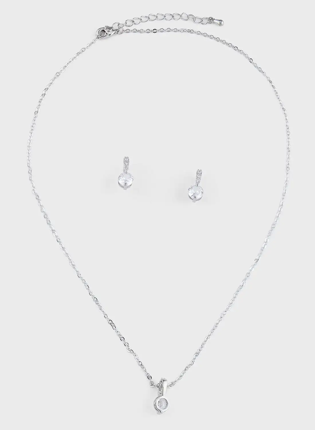 Ella Limited Edition Cz Diamanate Tear Drop Pendant Necklace & Earring Set