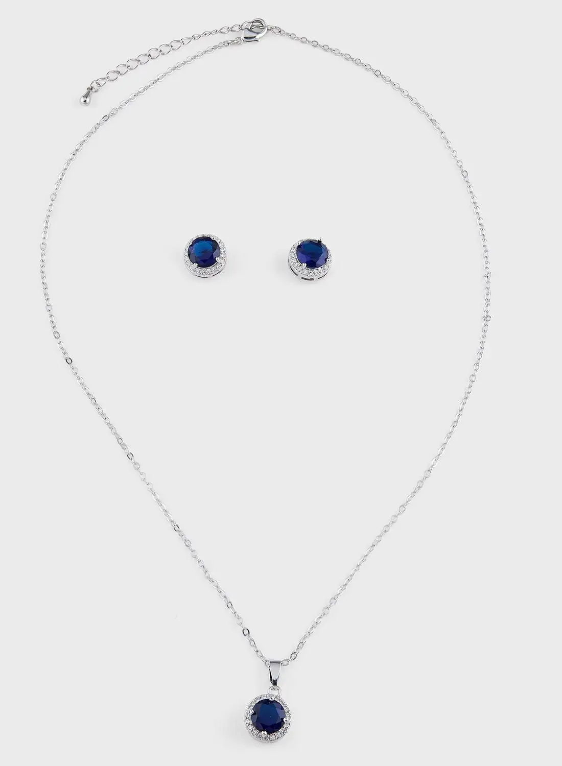 Ella Limited Edition Cz Diamante Round Pendant Necklace & Earring Set