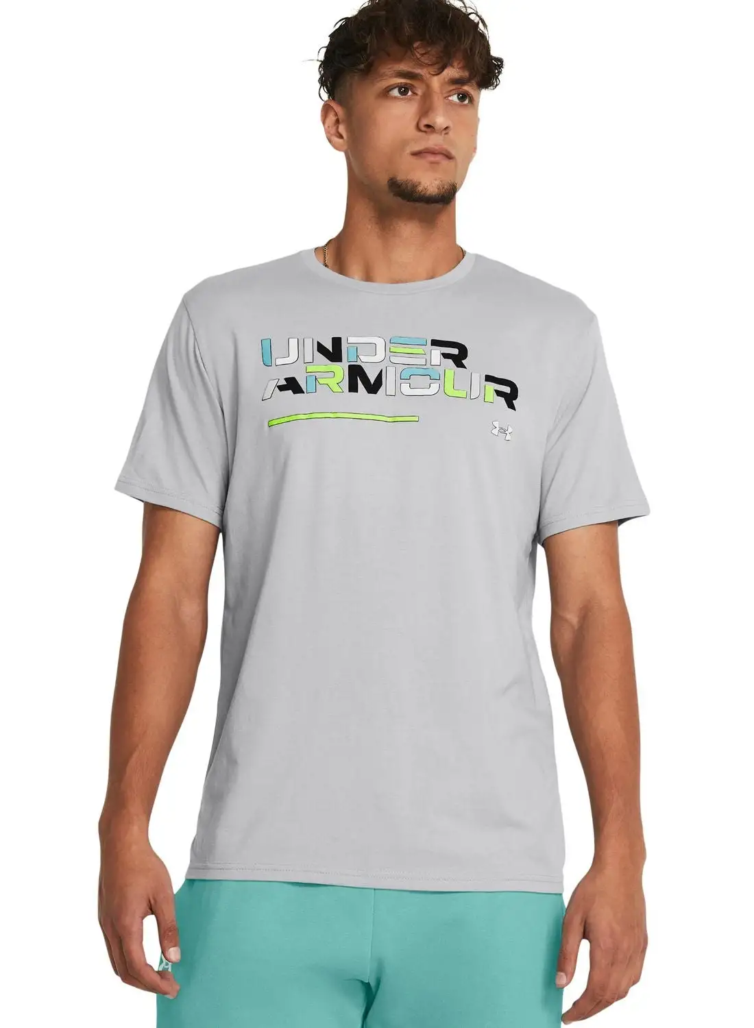 UNDER ARMOUR Colorblock Wordmark Short Sleeve T-Shirt