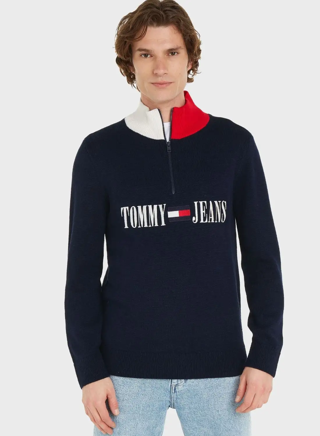 TOMMY JEANS Logo Zip Detail Sweater