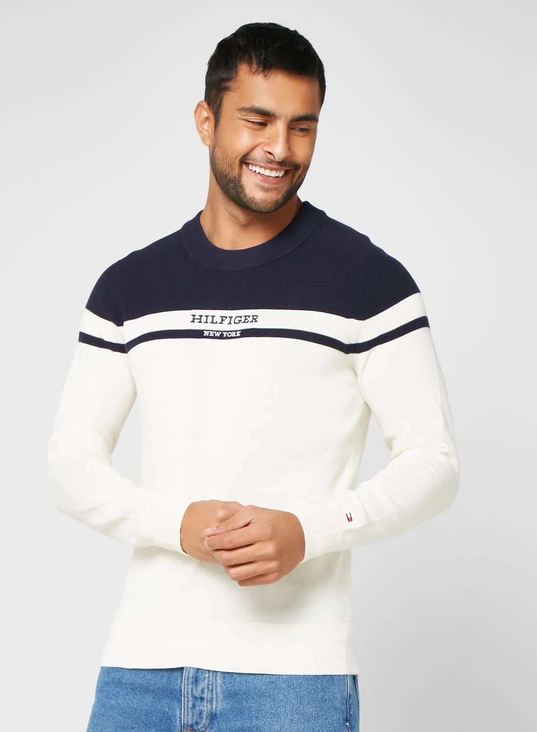 TOMMY HILFIGER Color Block Crew Neck Sweater