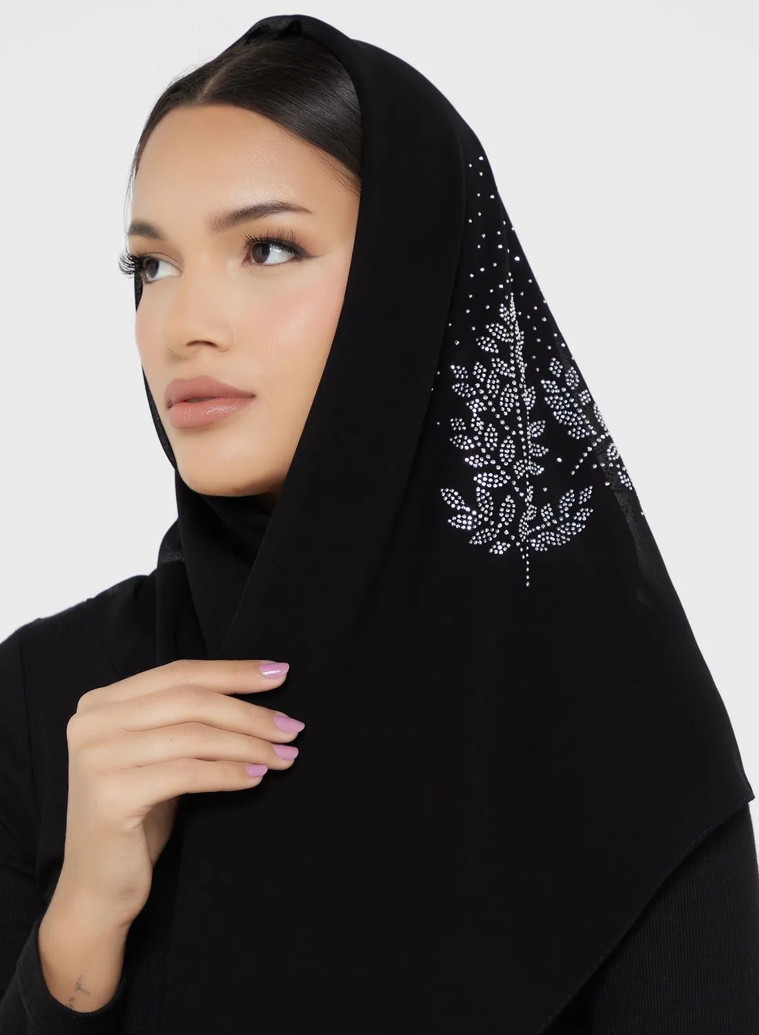 Khizana Leaf Diamante Detail Hijab Scarf