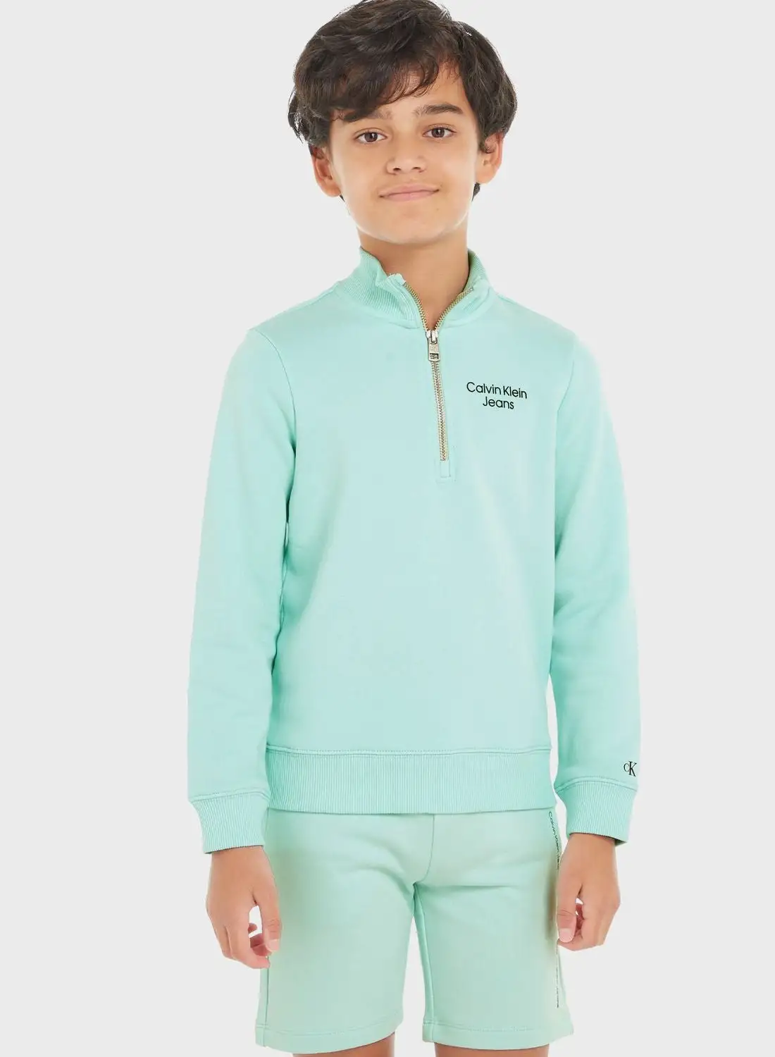 Calvin Klein Jeans Kids Logo Half Zip Sweatshirt