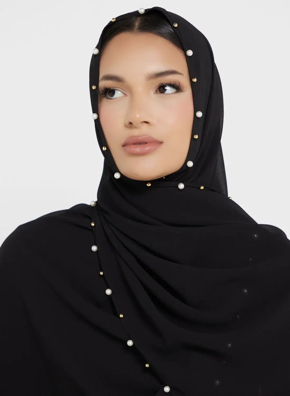 Khizana Pearl Detail Long Hijab Scarf