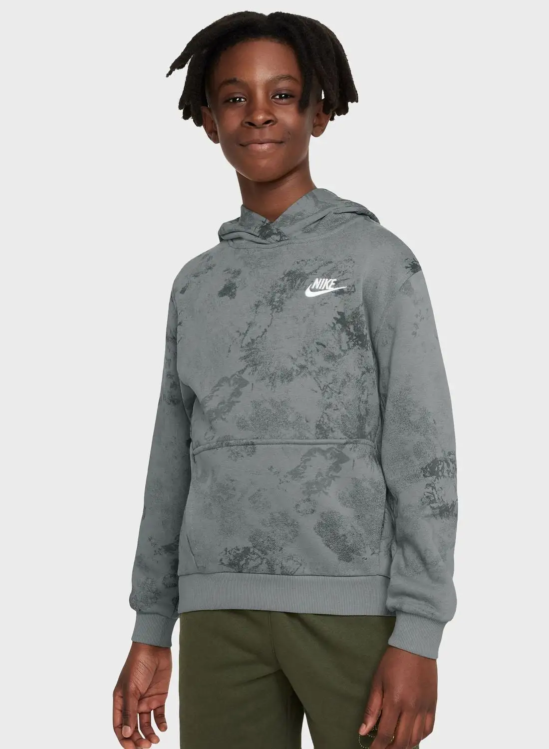 Nike Youth Nsw Club All Over Printed Wash Hoodie