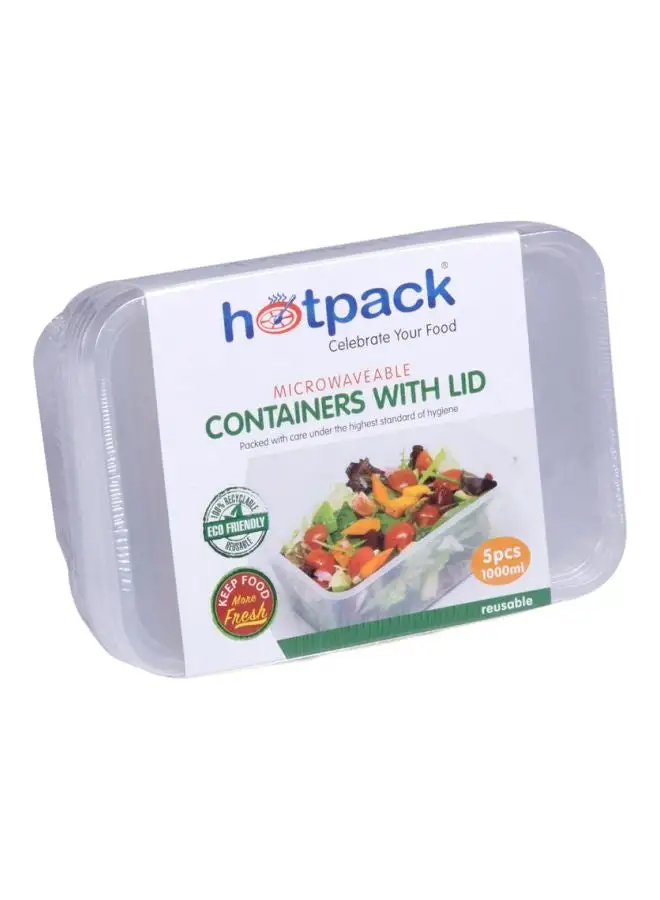 Hotpack 5-Piece Rectangular Containers With Lid Set Clear