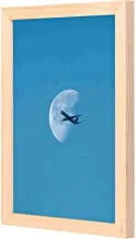 LOWHA Airplane and moon Wall Art with Pan Wood framed Ready to hang for home, bed room, office living room Home decor hand made wooden color 23 x 33cm By LOWHA