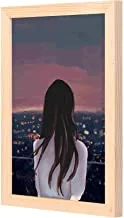 LOWHA night view girl Wall Art with Pan Wood framed Ready to hang for home, bed room, office living room Home decor hand made wooden color 23 x 33cm By LOWHA