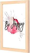 LOWHA Be happy Wall Art with Pan Wood framed Ready to hang for home, bed room, office living room Home decor hand made wooden color 23 x 33cm By LOWHA
