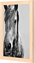لووا لوحة فنية جدارية على شكل حصان مع مقلاة خشبية بإطار جاهز للتعليق للمنزل ، غرفة النوم ، غرفة المعيشة والمكتب ، ديكور المنزل مصنوع يدويًا ، لون خشبي 23 × 33 سم من LOWHA