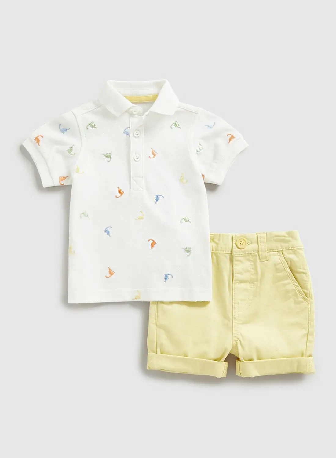 mothercare Kids Dino All Over Printed Polo & Shorts Set