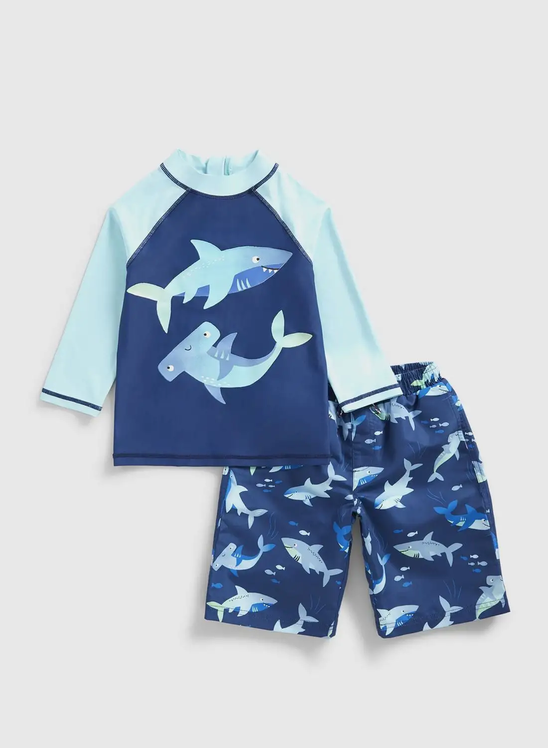 mothercare Kids Shark Printed T-Shirt & Shorts Set