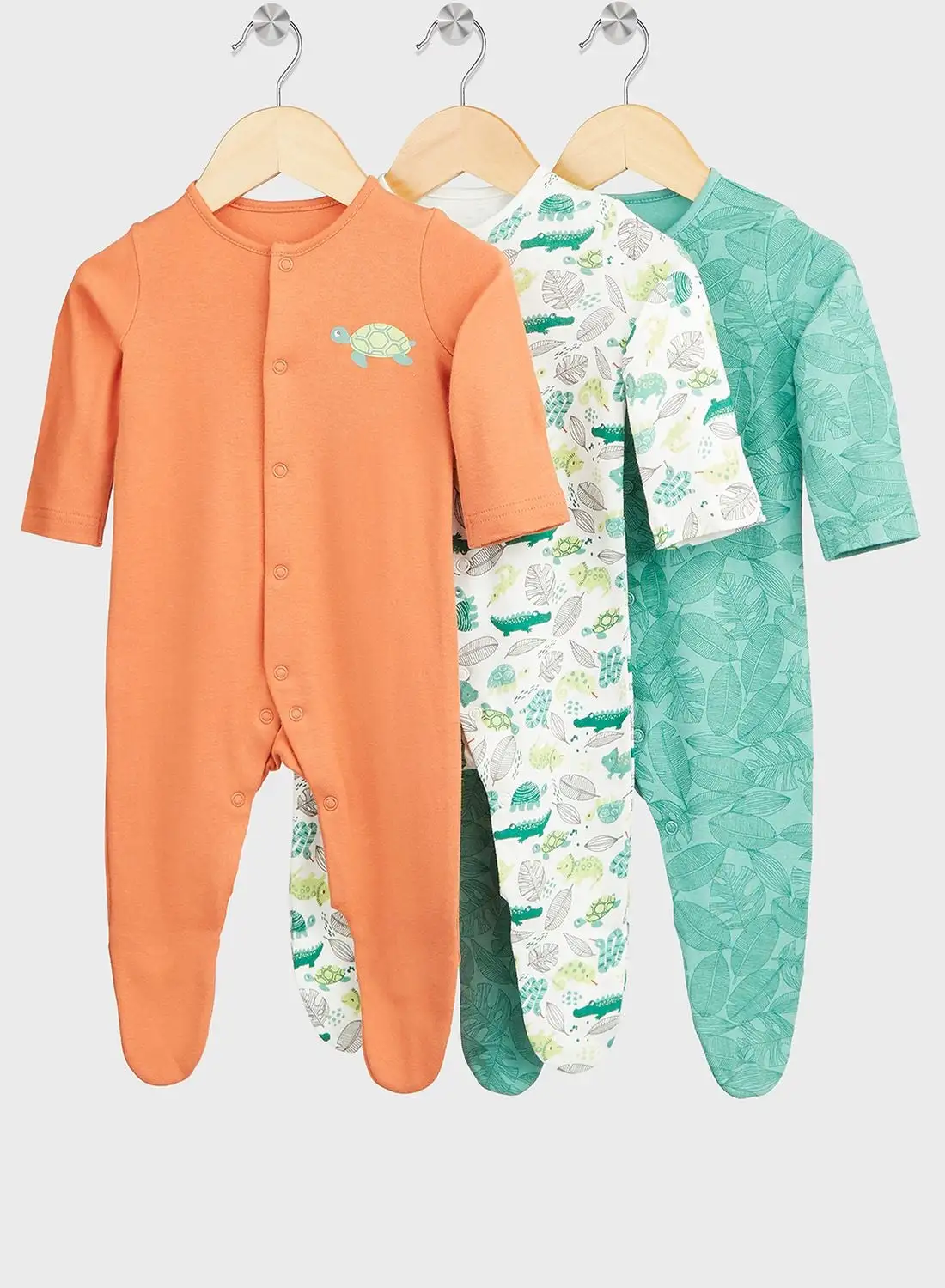 mothercare Kids 3 Pack Reptiles Sleepsuit