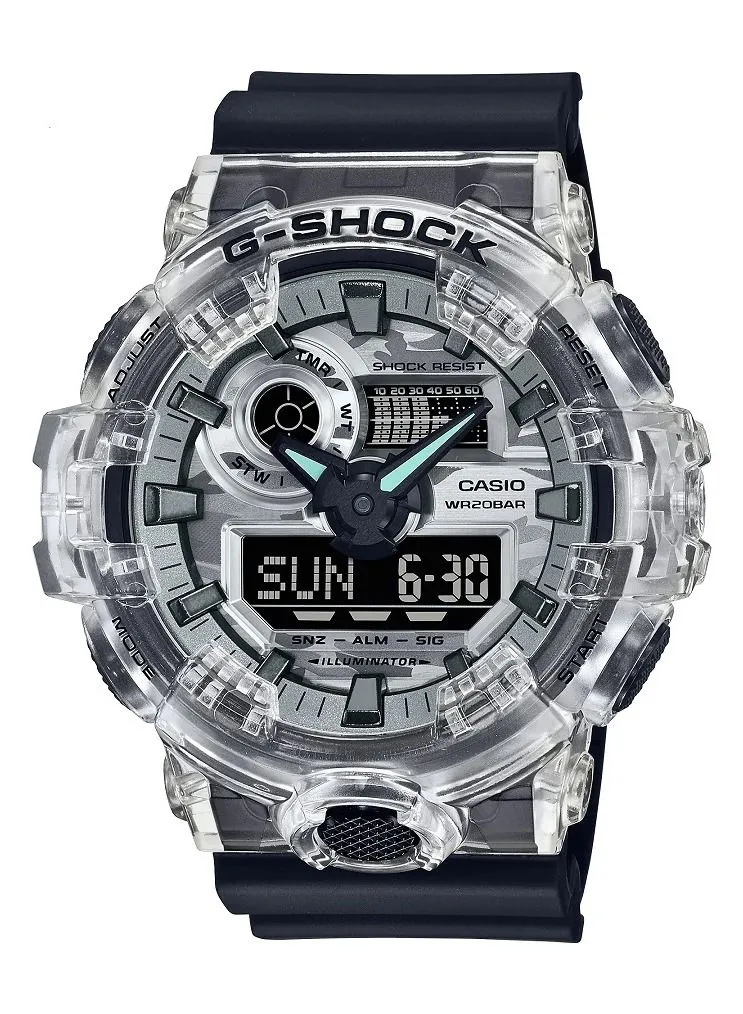 CASIO Casio Men Watch G-Shock Round Analog Digital Black Dial Resin Band GA-700SKC-1ADR