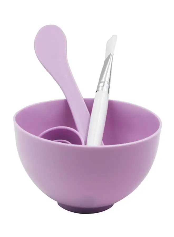 Generic 6-Piece Makeup Bowl And Brush Set Purple/White/Silver