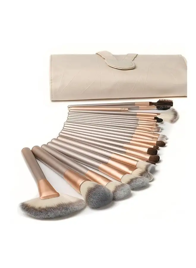 Generic 18-Piece Foundation Makeup Brush Tool With Pouch Bag Case Gold