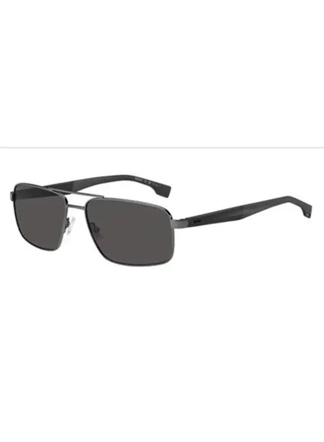 HUGO BOSS نظارات شمسية للرجال للحماية من الأشعة فوق البنفسجية - BOSS 1580/S GRAY 59 مقاس العدسة: 59 ملم رمادي