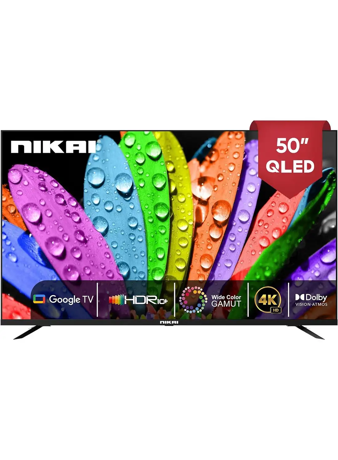 NIKAI Pro 50 Inch QLED 4K Smart Google TV, Andrioid TV OS, Voice Search, Youtube, Netflix, Shahid, Wide Color Gamut, 3860x2160 Pixels, HDR10+, Dolby Atmos, ChromeCast Bulit-in - NPROG50QLED NPROG50QLED Black