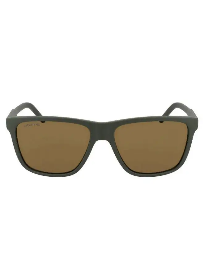 LACOSTE Men's Full Rimmed Modified Rectangular Frame Sunglasses - Lens Size: 57 mm