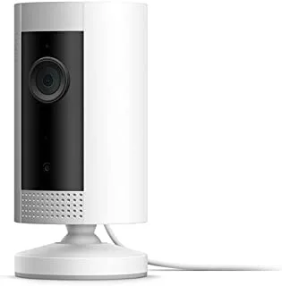 Ring Indoor Plug-In من Amazon - Wi-Fi Smart Home Security Camera أبيض - محادثة ثنائية الاتجاه - فيديو مباشر عالي الدقة - اكتشاف الحركة - رؤية ليلية