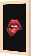 LOWHA Red lips black Wall Art with Pan Wood framed Ready to hang for home, bed room, office living room Home decor hand made wooden color 23 x 33cm By LOWHA
