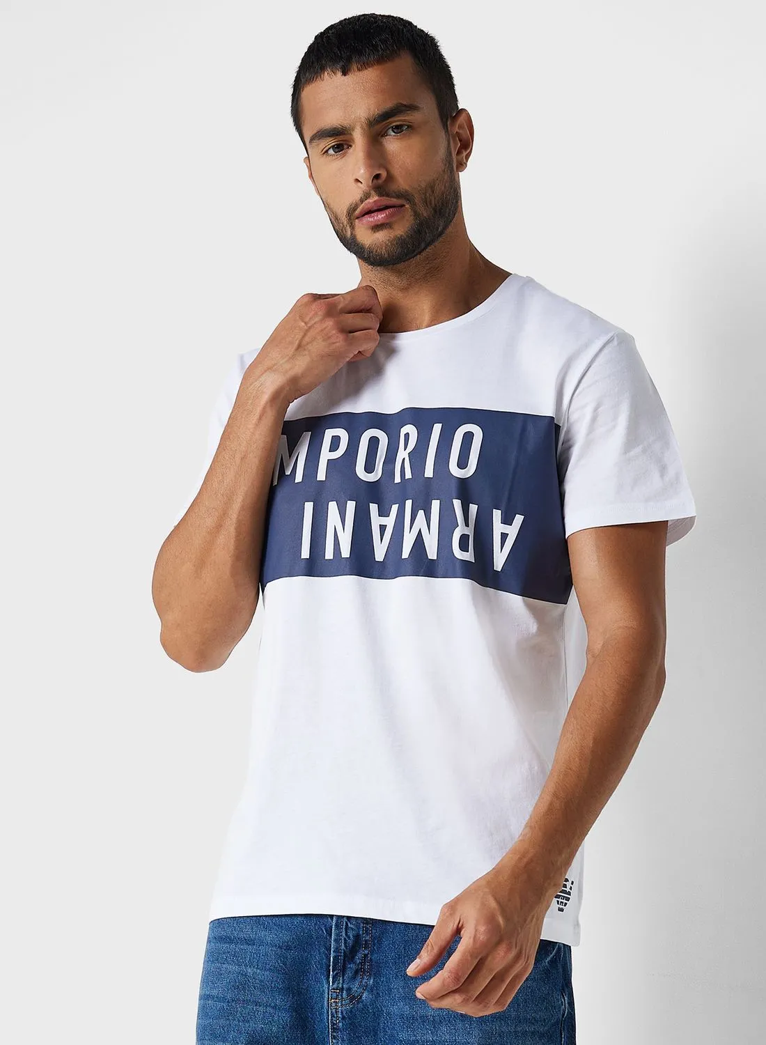 EMPORIO ARMANI Text Print Crew Neck T-Shirt
