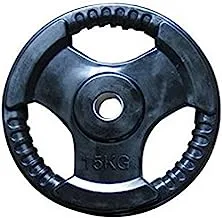 Leader Sport Rubber Weight Plate with SS Flange 15 kg, Black