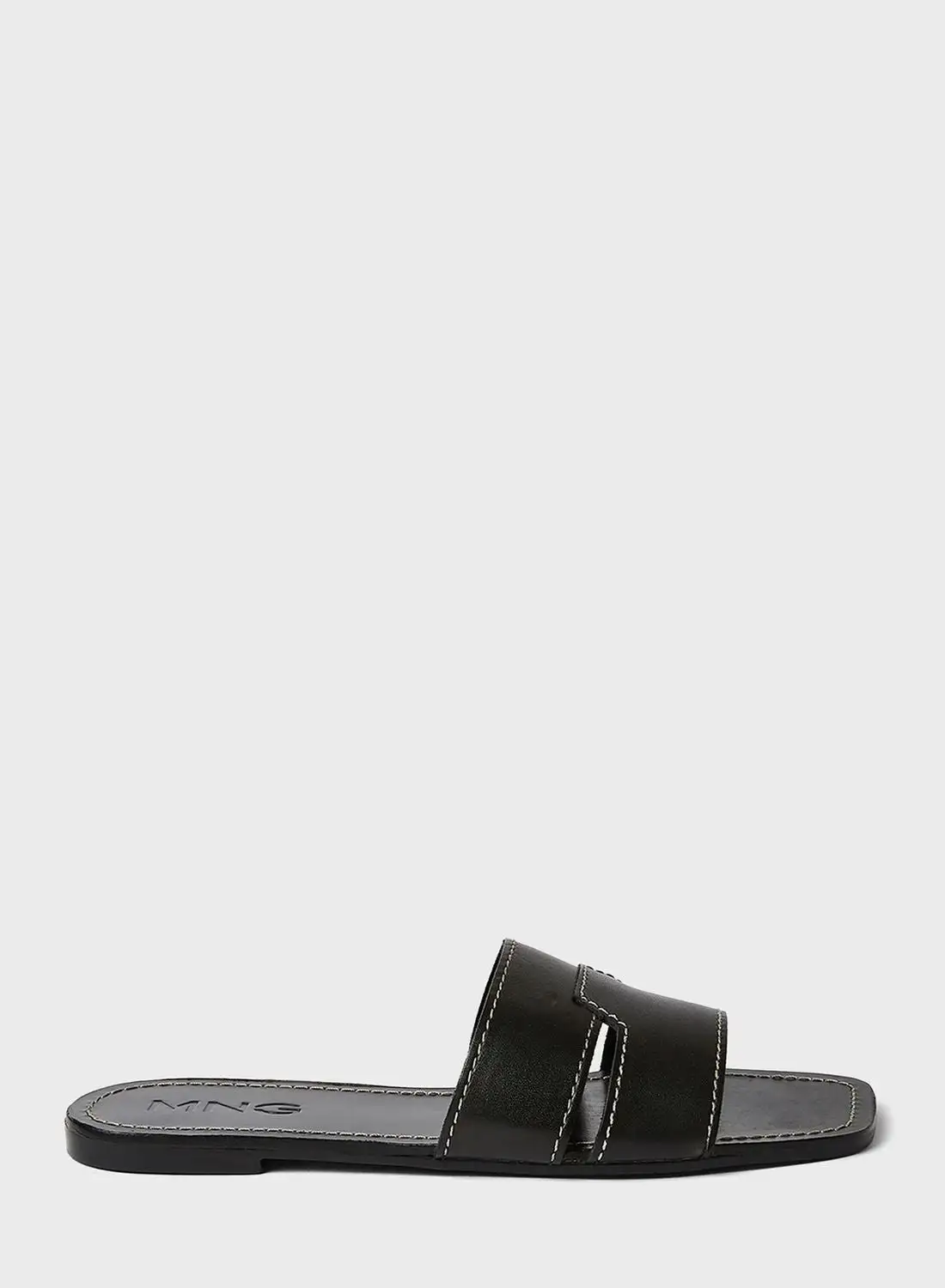 MANGO Leather Strap Flat Sandals