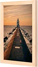 LOWHA Lighthouse During Golden Hour Wall Art with Pan Wood framed Ready to hang for home, bed room, office living room Home decor hand made wooden color 23 x 33cm By LOWHA