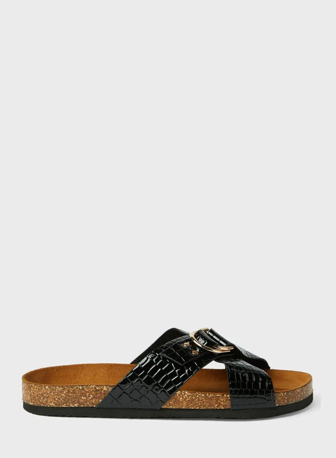 ONLY Croc Textured Cross Strap Sandals