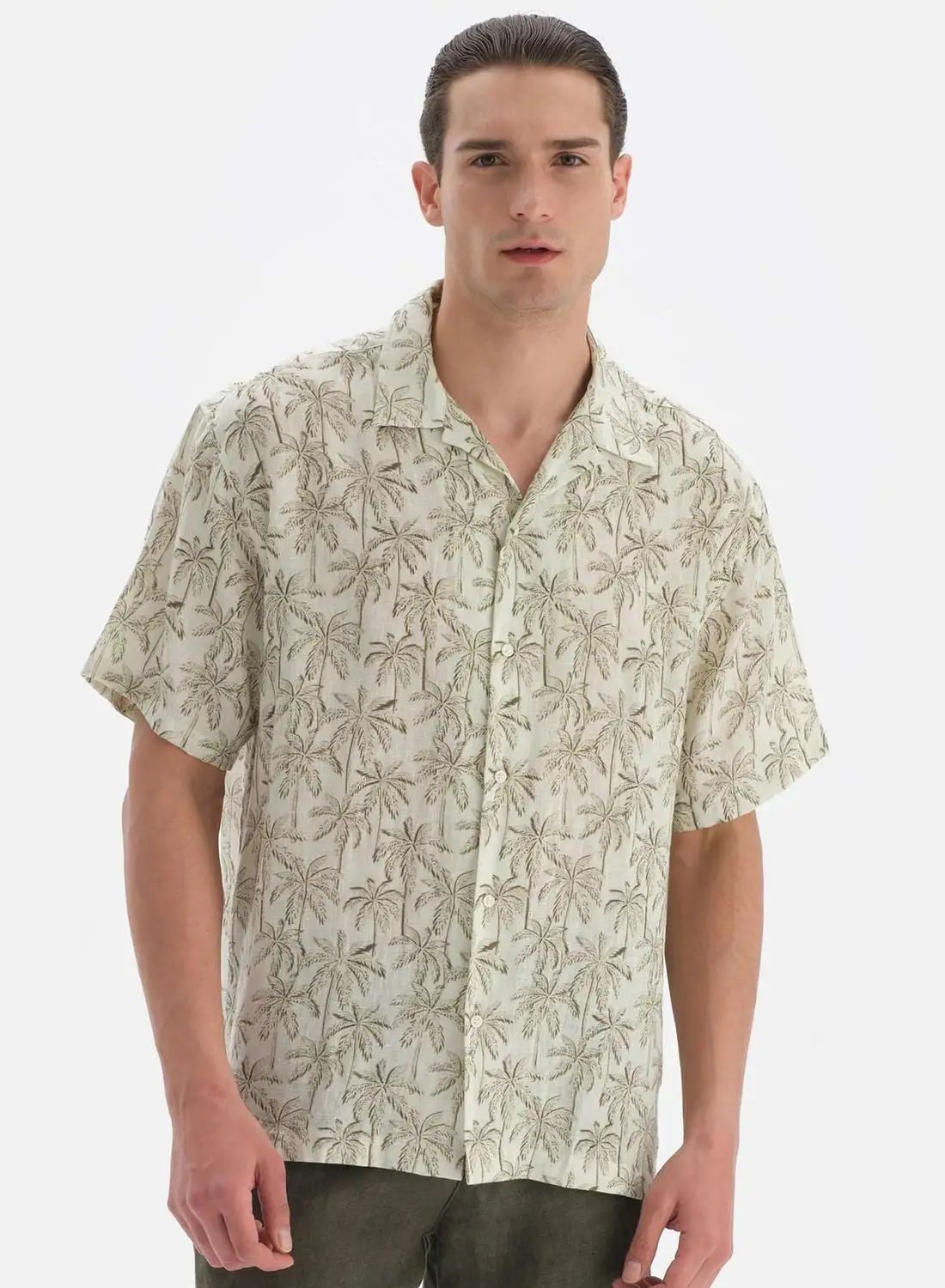 dagi Palm Tree Print Relaxed Fit Shirt