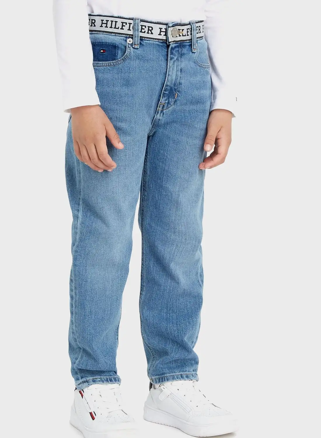 TOMMY HILFIGER Kids Mid Wash Straight Jeans