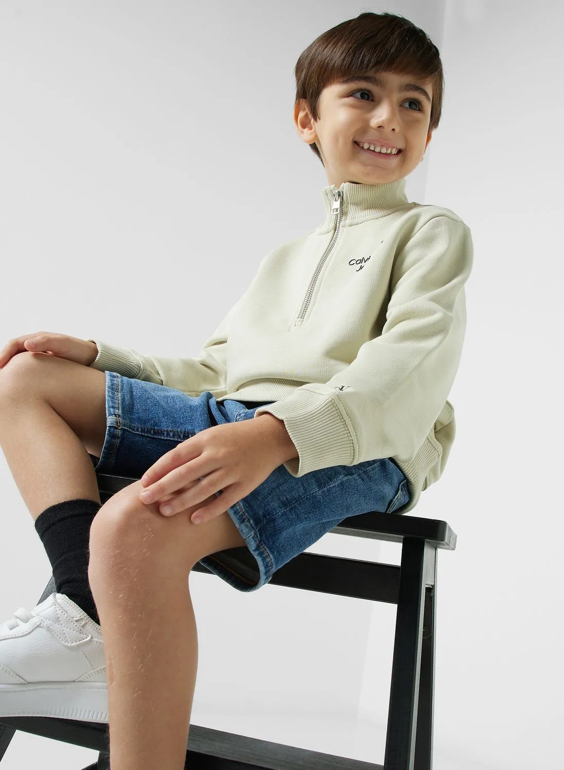 Calvin Klein Jeans Youth Logo Half Zip Sweatshirt