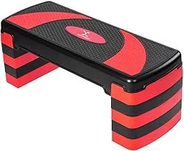 Max Strength Aerobic Exercise Stepper Board with 5 Adjustable Training Steps Levels Great for Home Gym, Cardio & Palesta Pilates Yoga sports (Red Black)