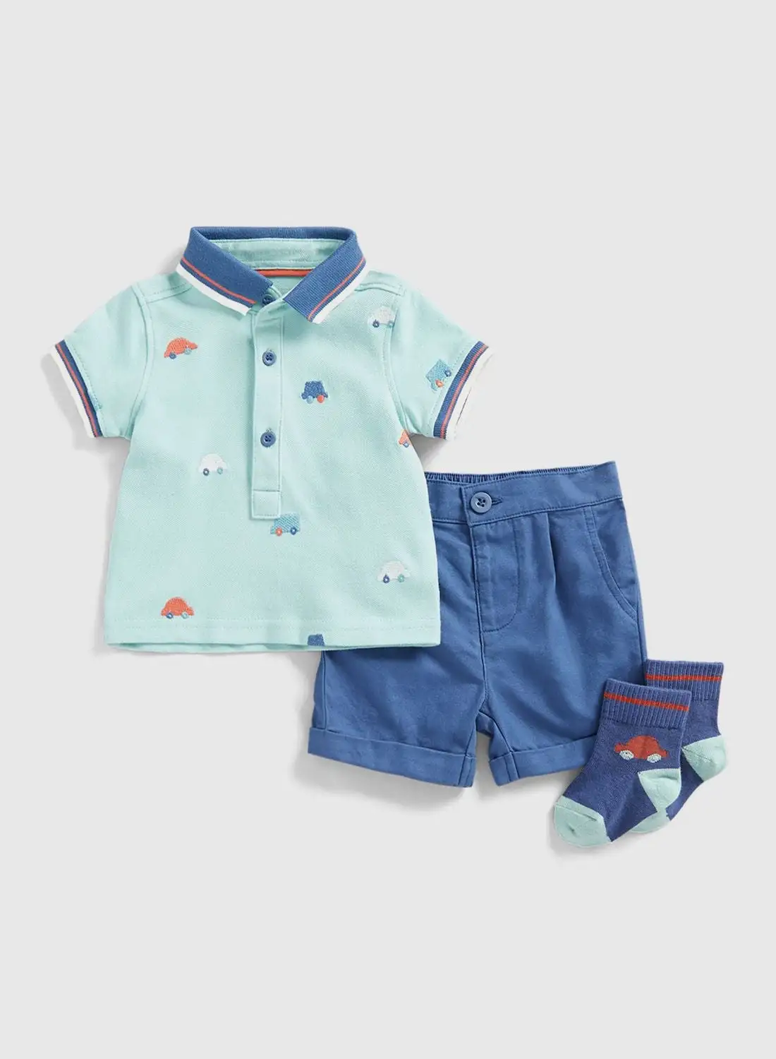 mothercare Kids Printed Polo, Shorts & Socks Set