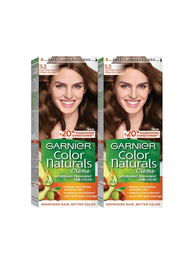 Garnier Color Naturals 5.3 Light Golden Brown Haircolor Pack of 2