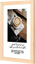 LOWHA one hand hold coffee Wall Art with Pan Wood framed Ready to hang for home, bed room, office living room Home decor hand made wooden color 23 x 33cm By LOWHA