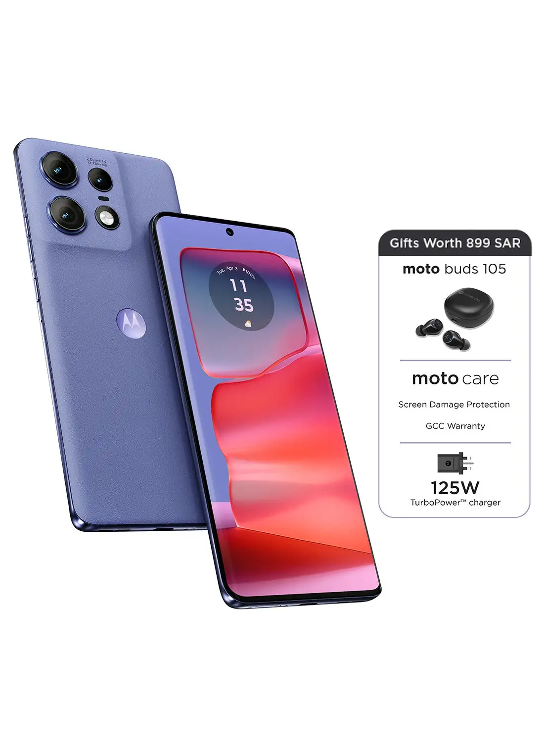 Motorola Edge 50 Pro Dual SIM Luxe Lavender 12GB+12GB RAM 512GB 5G With Buds And Accidental Damage Protection - Middle East Version