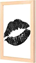 LOWHA black lips Wall Art with Pan Wood framed Ready to hang for home, bed room, office living room Home decor hand made wooden color 23 x 33cm By LOWHA
