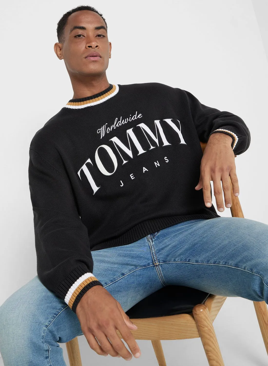TOMMY JEANS Logo Print Varsity Sweater