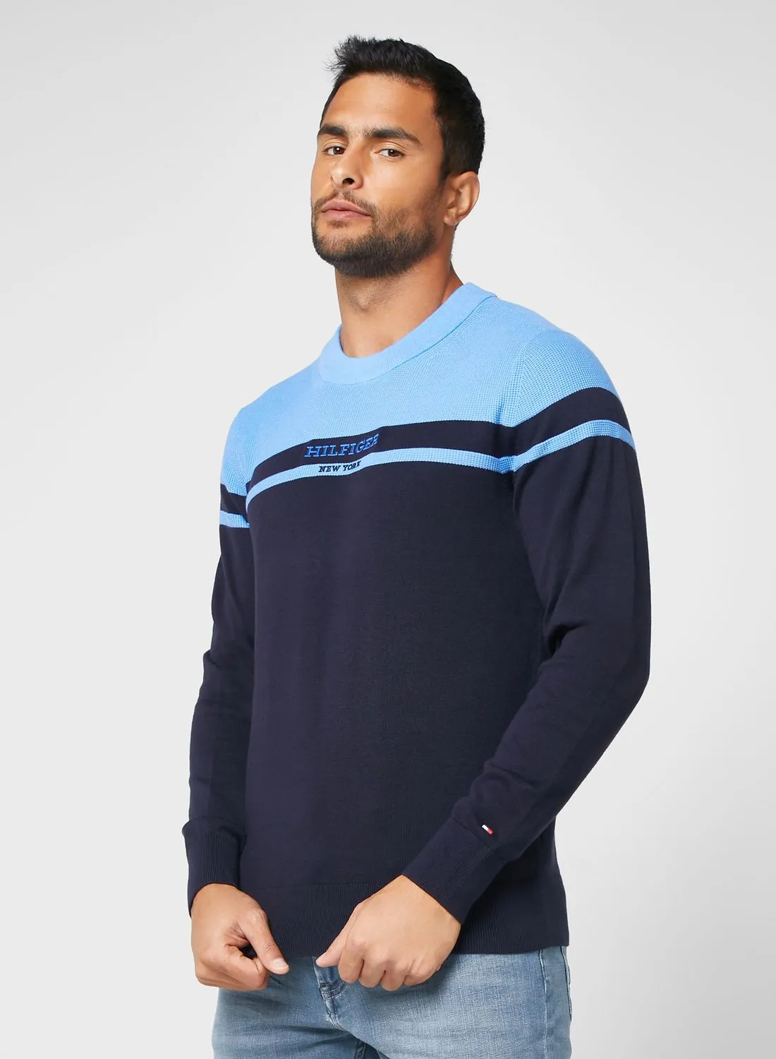 TOMMY HILFIGER Color Block Crew Neck Sweater